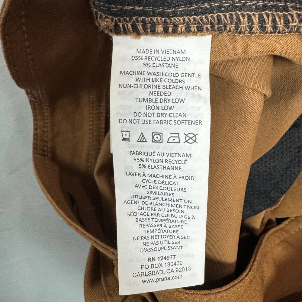 Prana Brion Slim Pant II Mens 36x32 (Fits 35x31) Brown Recycled Nylon Stretch - Picture 7 of 8